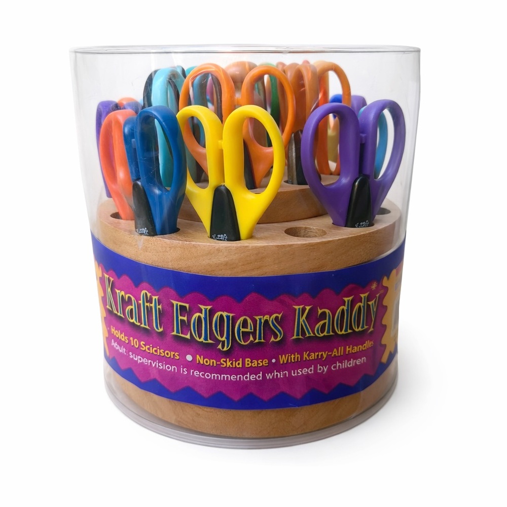 Kraft Edgers Scissors Set Solid Hardwood Caddy Stand